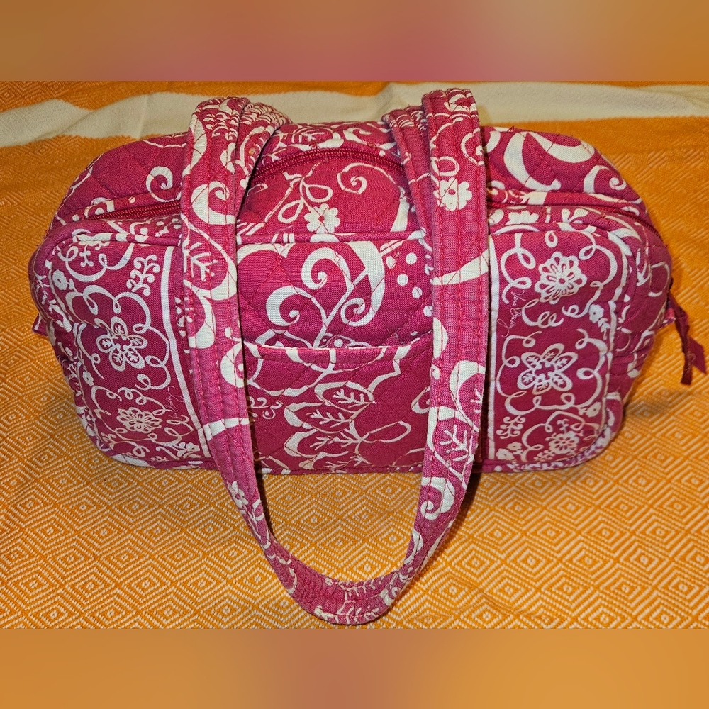 Vera Bradley Twirley Birds Mandy Shoulder Bag Pink & White EUC Approx  10"×6"